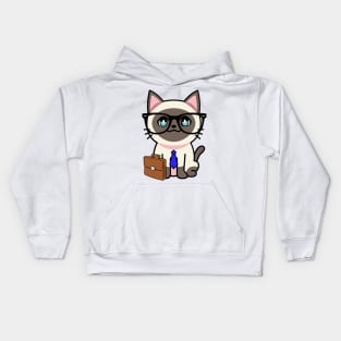 Cute Siamese cat is a colleague at work Kids Hoodie